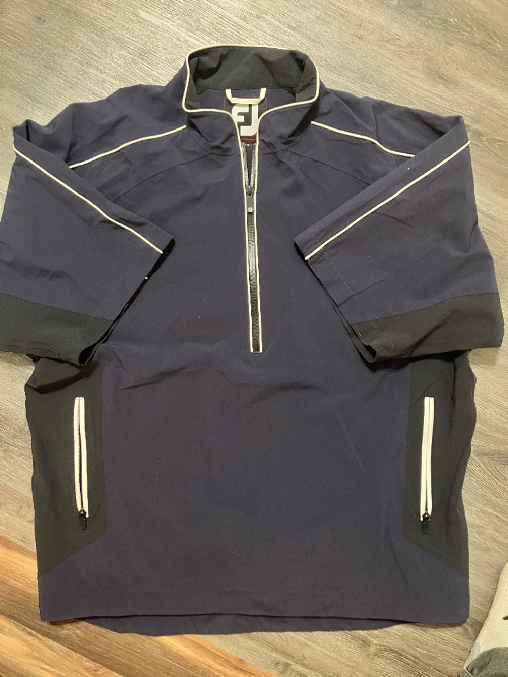FootJoy Tour Collection DryJoys Golf Windshirt Mens XL Navy Blue Short Sleeve